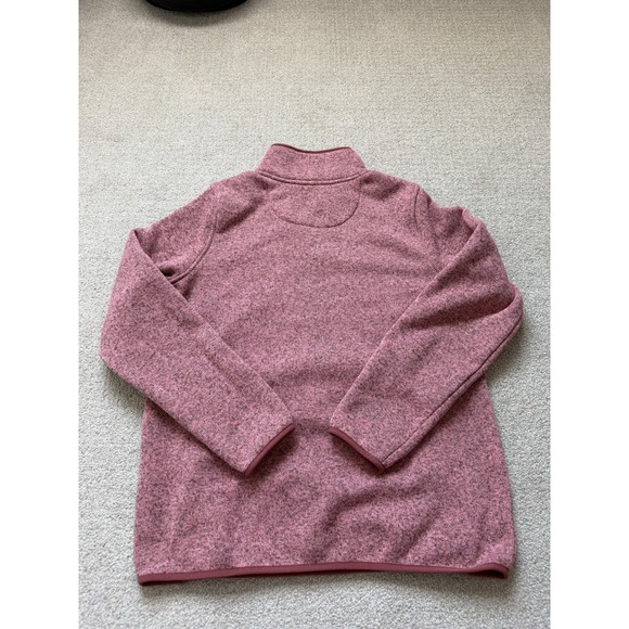 LL Bean Sweater Fleece Pullover Womens Large Rose Pink Marl Snap Neck - Picture 5 of 7